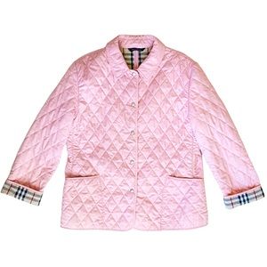 Burberry Blush Pink Quilted Button Down Jacket XL